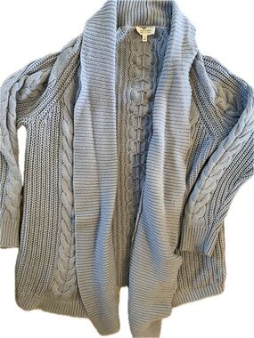 Haven Well Within Light Blue Cable Knit Shawl Collar Cardigan